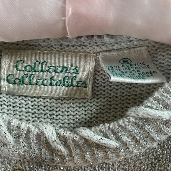 Colleen’s Collectables Sparkly Silver Metallic Vintage Sweater, Size Small - Picture 6 of 9